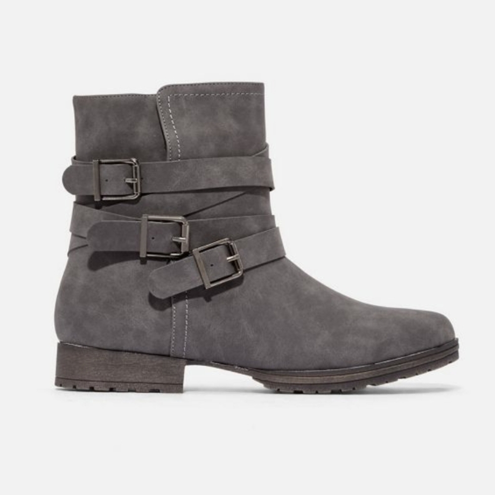 Vaida Burnished Faux Leather Flat Boot